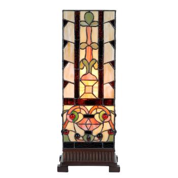 Béžovo-hnědá hranatá stolní lampa Tiffany Squillo - 18*18*45 cm E27/max 1*40W 5LL-6314