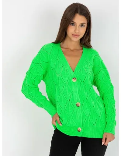 Fluo zelený svetr s prolamovaným vzorem RUE PARIS