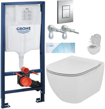 Rapid SL pro závěsné WC 38528SET s chromovou deskou + WC Ideal Standard Tesi se sedátkem SoftClose, AquaBlade  38772001 TE1