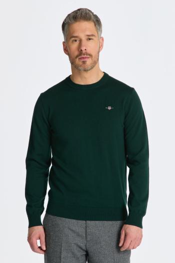 SVETR GANT CTN/WO C-NECK TARTAN GREEN