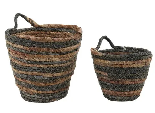 2 ks pletených hnědých košíků s uchy Lionny - Ø18*17/ Ø13*13cm Light & Living