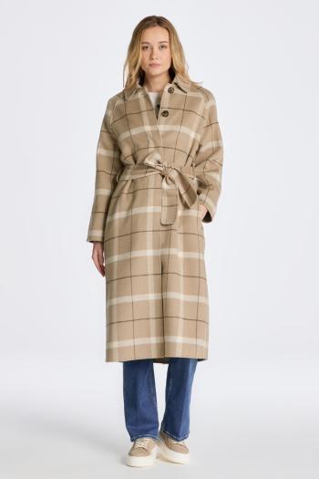 KABÁT GANT CHECKED HANDSTITCHED CAR COAT COLD BEIGE