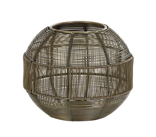 Bronzový antik kovový svícen Pilka - Ø 17*14 cm 7742118