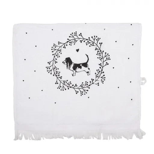 Bílý froté kuchyňský ručník s pejskem Lovely Grey Dogs - 40*66cm CTLGD-2