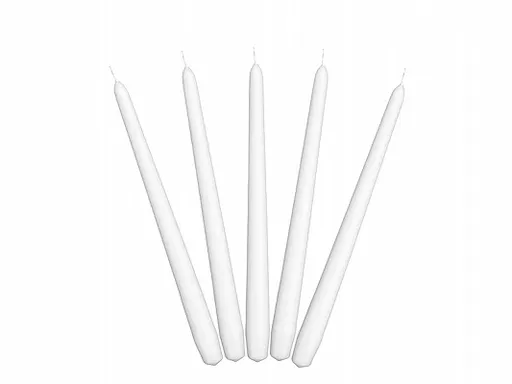 PartyDeco Kónická svíčka bílá - matná 24 cm