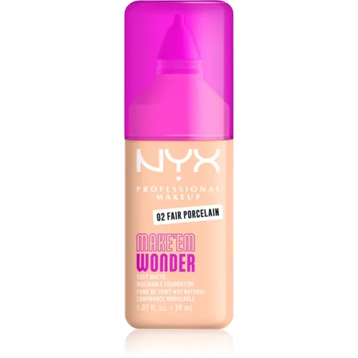 NYX Professional Makeup Make ‘Em Wonder lehký matující make-up odstín 02 Fair Porcelain 30 ml