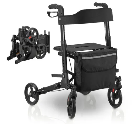 Skládací hliníkové chodítko Vital, se sedátkem a taškou