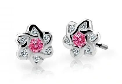 Cutie Jewellery Dětské náušnice z bílého zlata C2149-30-X-2 fuchsiová