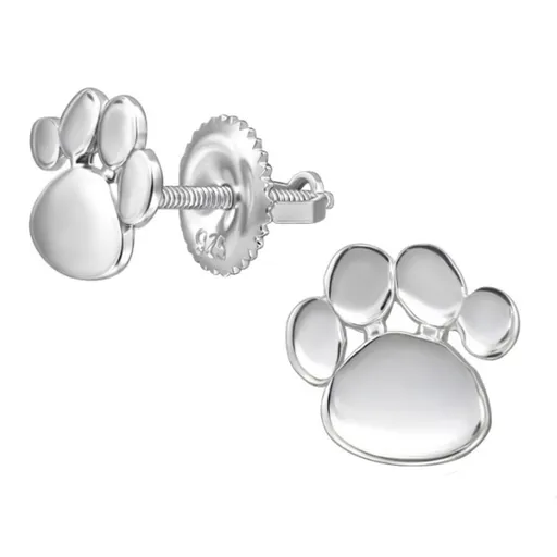 SILVER Dětské stříbrné náušničky Tlapka, se šroubovací puzetou