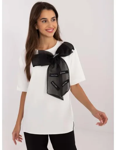 Dámská halenka s krátkými rukávy společenská ecru-černá