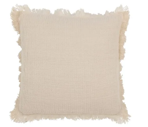 Béžový mušelínový polštář s třásněmi Muslin - 45*10*45 cm 41718