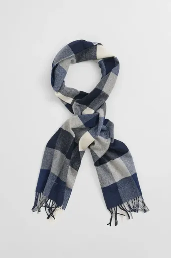 ŠÁLA GANT WOOL MULTI CHECKED SCARF DARK GREY MELANGE