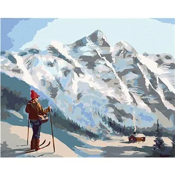 Zuty - Malování podle čísel - LYŽAŘ A HORY (D. RUSTY RUST), 80x100 cm, vypnuté plátno na rám (HRAmmb01933nad)