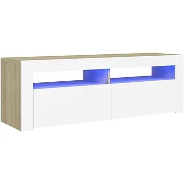 SHUMEE s LED osvětlením bílý a dub sonoma 120 × 35 × 40 cm (804315)