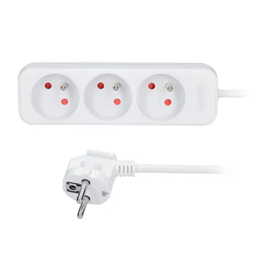 Solight prodlužovací přívod 5m, 3 zásuvky, 16A/3680W, PVC, bílý PP04X