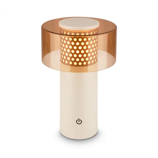 BRILONER Gila stolní lampa - 2,6W, 200lm, bezdrátová, LED, IP44, dotykový vypínač, stmívatelná, kávová/světlešedá 7669014