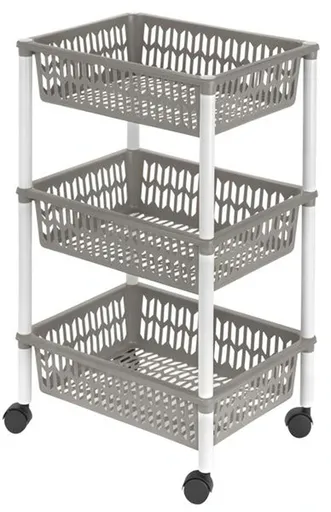 Plastový regál na kolečkách 3 košíky HEIDRUN 40x30x66cm MIX barev