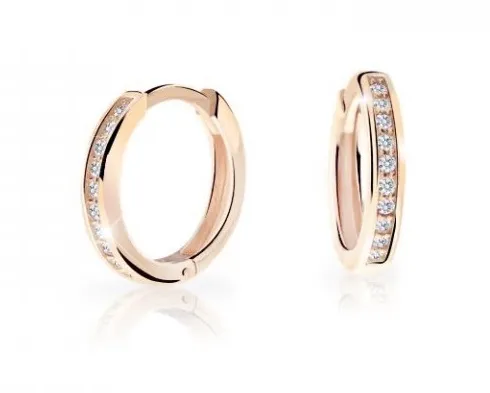 Cutie Jewellery Nadčasové kruhové náušnice z růžového zlata C3343-80-X-4 bílá