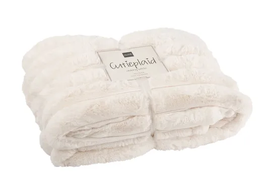 Bílý plyšový měkoučký žebrovaný pléd Soft Gio - 130*180 cm  J-Line by Jolipa