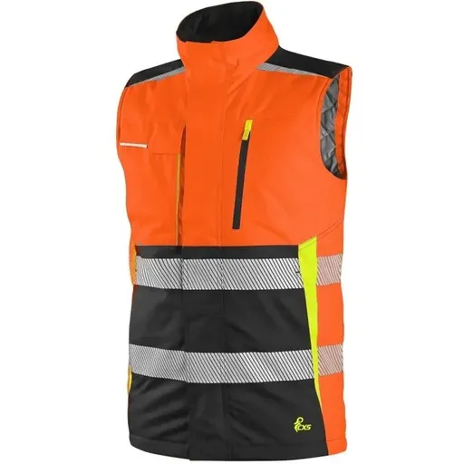 Canis (CXS) Zateplená reflexní pracovní vesta CXS BENSON - Oranžová / černá | 3XL