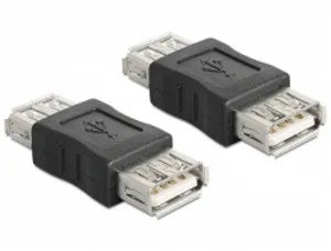 Delock USB Adapter, USB A černý samice/samice (spojka)