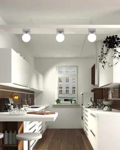 Stropní lampa s bílým kulovým stínidlem Oden