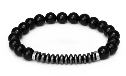Agato Korálkový náramek z onyxu a hematitu MINK145/20