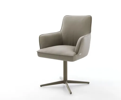 Jídelní židle Heira-Flex s područkami pravá kůže béžová podnož