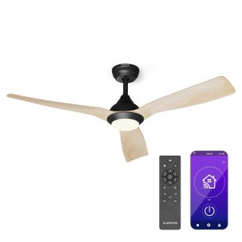 Klarstein Fiji Flow 2 v 1 Smart, stropní ventilátor, Ø 152 cm, LED světlo, dálkové ovládání, ovládání přes aplikaci, dvousměrný provoz