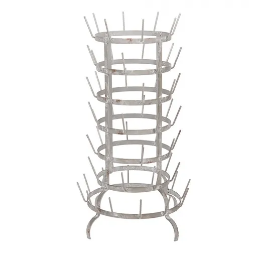 Šedý antik kovový stojan na hrnky a láhve s 60ti držáky Julien - Ø 37*66 cm Clayre & Eef