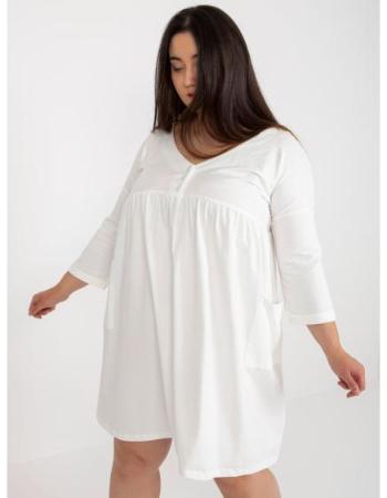 Dámské šaty bavlněné plus size s kapsami CHERI ecru 