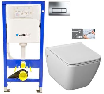 GEBERIT DuofixBasic s chromovým tlačítkem DELTA51 + WC JIKA PURE + SEDÁTKO DURAPLAST 458.103.00.1 51CR PU1