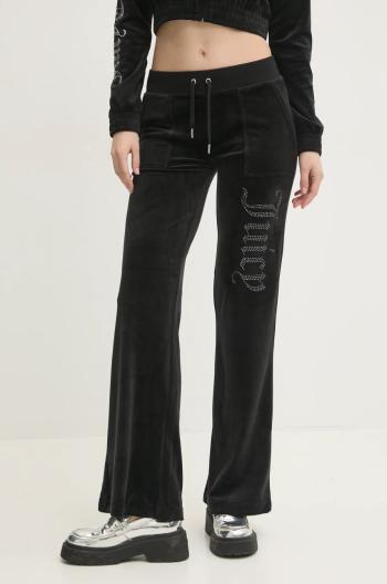 Velurové teplákové kalhoty Juicy Couture LAYLA JEWELLED LOW RISE PANT černá barva, s aplikací, JCBBJ224815