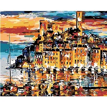 Diamondi - Diamantové malování - MĚSTEČKO NAD MOŘEM, 40x50 cm, bez rámu a bez vypnutí plátna (605996A)