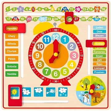 Woody Víceúčelový kalendář s hodinami CZ (8591864919338)