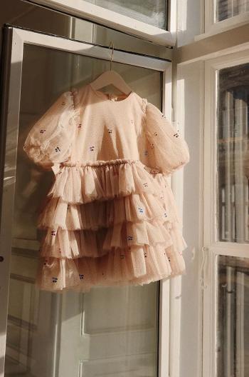 Dívčí šaty Konges Sløjd FAY DRESS GRS béžová barva, mini, KS101971