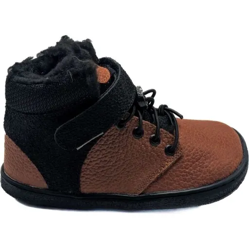 PEGRES BF 40 0.1 Dětská zimní barefoot obuv, hnědá, velikost