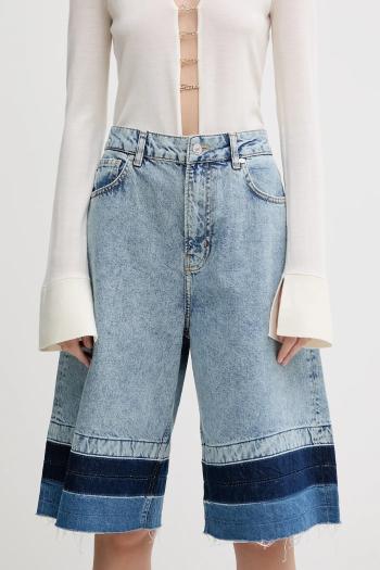 Rifľové krátke nohavice Moschino Jeans vzorované, vysoký pás, 0312 3719