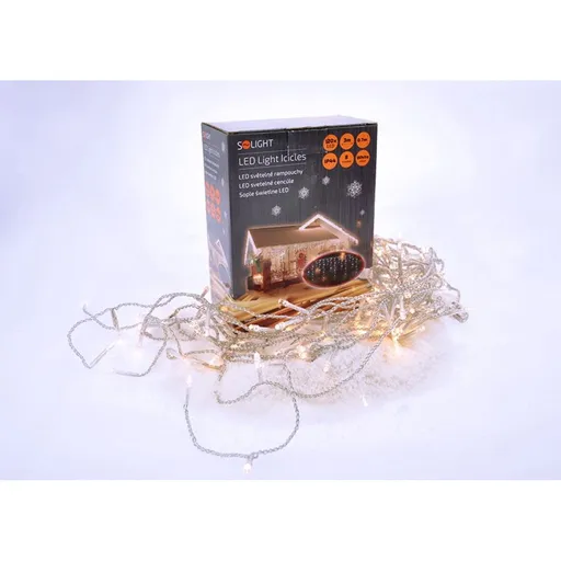 LED vánoční závěs, rampouchy, 120 LED, 3 m x 0,7m, přívod 6m, venkovní, teplé bílé světlo