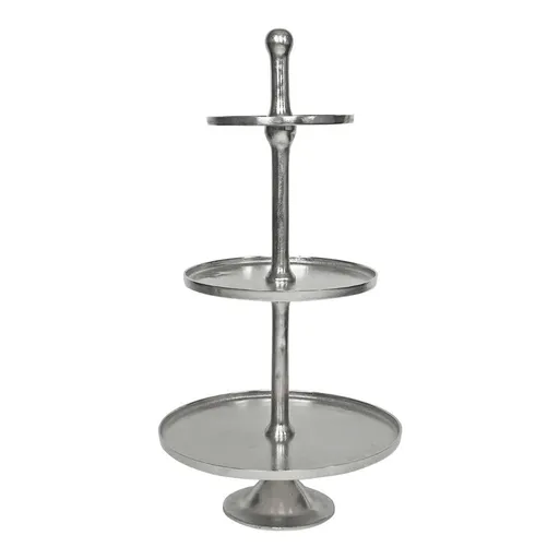 Stříbrný servírovací kulatý etažér se 3 patry - 80 cm - 47*47*98cm Mars & More