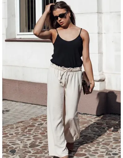 Dámské kalhoty s širokými nohavicemi MADDIE světle béžové