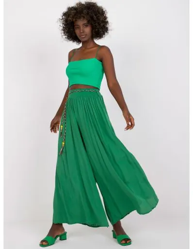 Dámské kalhoty z palazzo látky Surie OCH BELLA zelené
