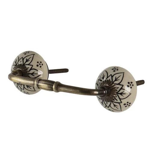 Krémovo černé madlo Annie - 14*4*3 cm Clayre & Eef