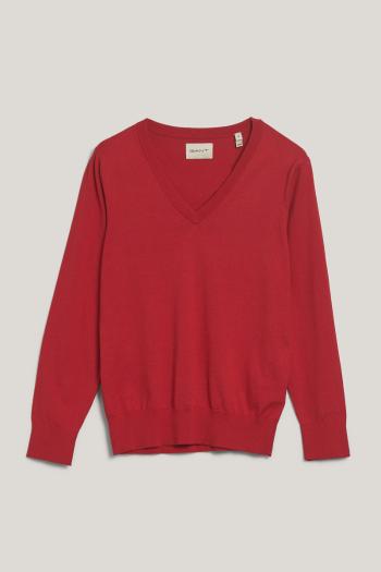 SVETR GANT FINE KNIT V-NECK BRIGHT RED