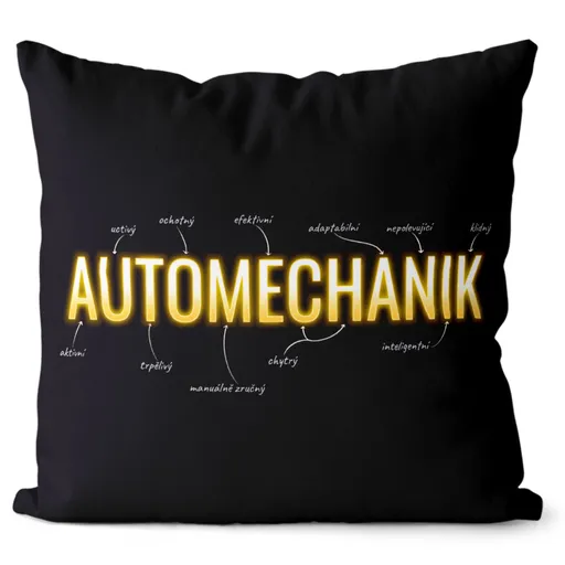 Polštář Automechanik – vlastnosti (Velikost: 55 x 55 cm)