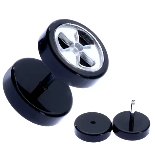 Fake plug z akrylu - symbol radioaktivity v kolečku