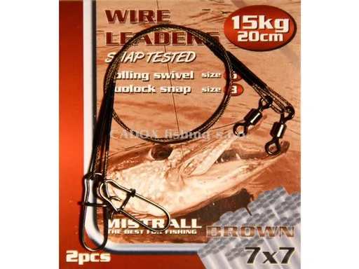 Mistrall Ocelové lanko Wire Leaders 1x7 20cm, 2ks - 11kg,Mistrall Ocelové lanko Wire Leaders 1x7 20cm, 2ks - 11kg