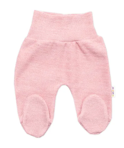 Baby Nellys Pletené kojenecké polodupačky Hand Made, růžové, vel. 56