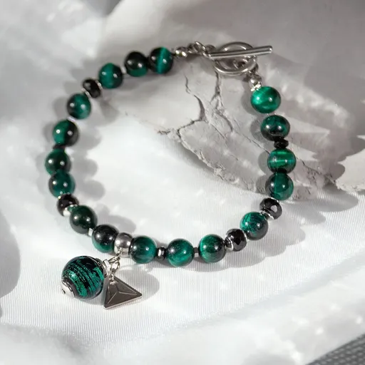 Lampglas Minerální náramek Fierce Predator s 24karátovým zlatem v perle Lampglas BTB14