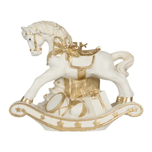 Bílo-zlatý stojan na stromek houpací kůň Rocking Horse - 47*30*40 cm Clayre & Eef